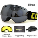 COPOZZ Ski Goggles with Case & Yellow Lens UV400 Anti-fog Spherical Ski Glasses Skiing Men Women Snow Goggles + Lens + Box Set