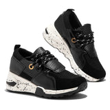 Spring Lace-Up Platform Sports Shoes for Women Breathable Ladies Sneakers Leopard Print Faux Fur Sneakers Women's Casual Shoes